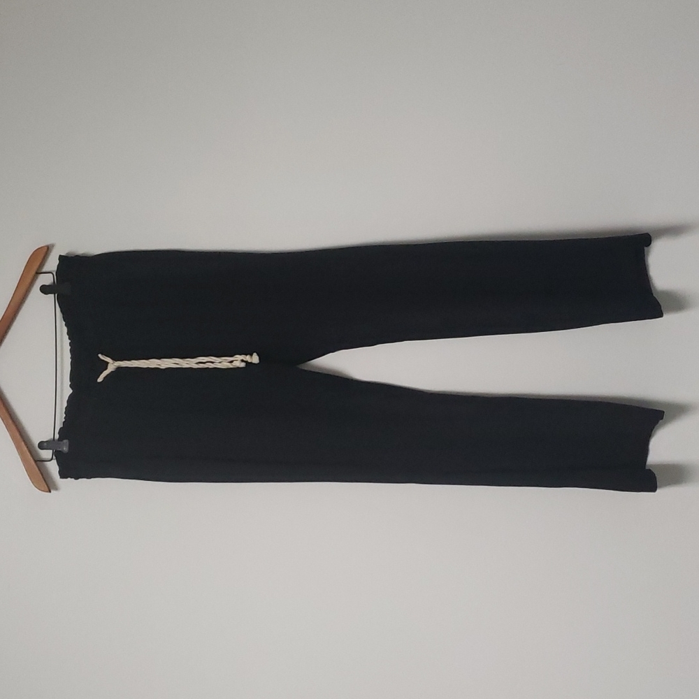 Roxy linen black drawstring pants wide-leg size large‎ long length